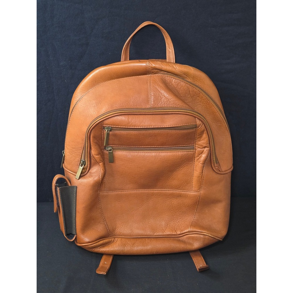 Wilsons Leather Backpack Tan Brown Pebbled Leather Travel Bag Made in Colombia